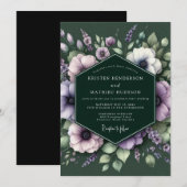 Emerald-Mauve-Anemonen-Hochzeit Einladung (Vorne/Hinten)