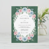 Emerald-Mauve-Kranz-Hochzeit Einladung (Stehend Vorderseite)
