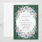 Emerald-Mauve-Kranz-Hochzeit Einladung (Vorne/Hinten)