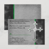 Emerald Medieval Celtic Cross RSVP Card Karte (Vorne/Hinten)