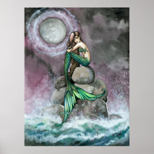 Emerald-Meerjungfer Poster Druck von Molly Harriso