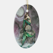 Emerald Mermaid Fantasy Kunst, Dichtung und Musik Keramikornament (Rechts)