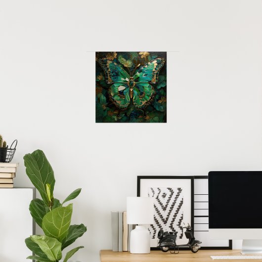 Emerald Metamorphosis - 3D Butterfly Moderne Kunst Poster (Heimbüro)