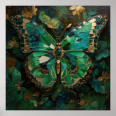 Emerald Metamorphosis - 3D Butterfly Moderne Kunst Poster (Vorne)