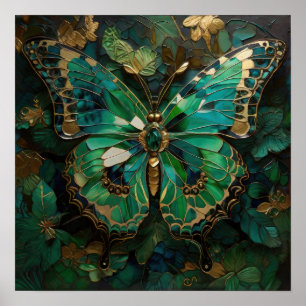 Emerald Metamorphosis - 3D Butterfly Moderne Kunst Poster