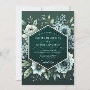 Emerald Midnight Bloom Hochzeit Einladung
