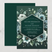 Emerald Midnight Bloom Wedding Einladung (Vorne/Hinten)