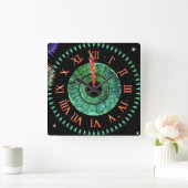 Emerald Midnight Clock Quadratische Wanduhr (Zuhause)
