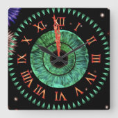 Emerald Midnight Clock Quadratische Wanduhr (Vorderseite)