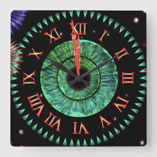 Emerald Midnight Clock Quadratische Wanduhr (Vorderseite)