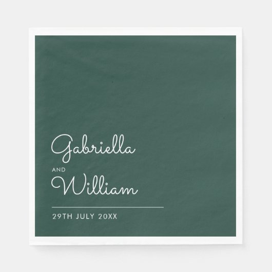 Emerald Minimalistisch Elegant Script Napkins Serviette (Vorderseite)