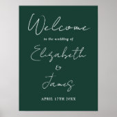 Emerald Minimalistisch Script Wedding Willkommensz Poster (Vorne)