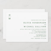 Emerald Minimalistisch Typografy Monogram Wedding Einladung (Vorne/Hinten)