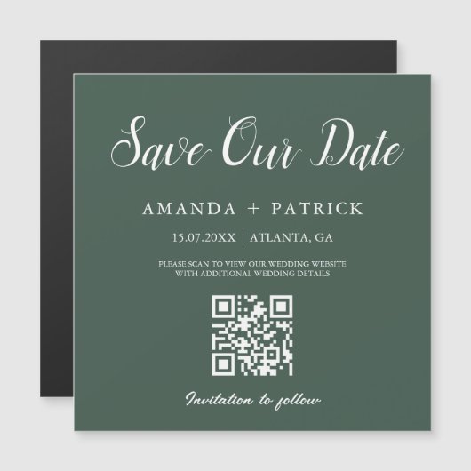 Emerald Minimalistischer QR-Code speichern Sie das Magnetkarte (Vorne/Hinten)