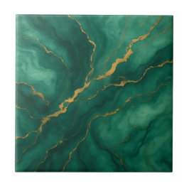 Emerald Mist and Gold Vein Marble Effect Fliese