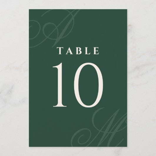 Emerald Modern Edge-elegante Monogram-Tischnummern (Rückseite)