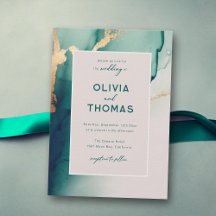 Emerald Modern Frame Elegant Simple Beach Wedding