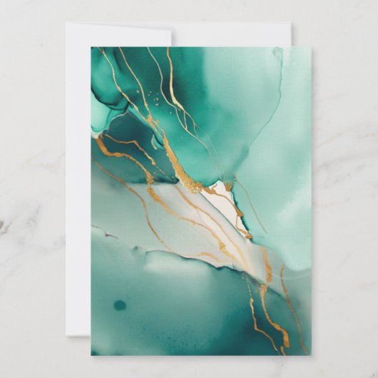 Emerald Modern Frame Elegant Simple Beach Wedding Einladung (Rückseite)