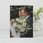 Emerald Modern Script Foto Danke Karte (Stehend Vorderseite)