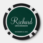 Emerald Modern Script Personalisiert Trauzeuge Pokerchips (Rückseite)