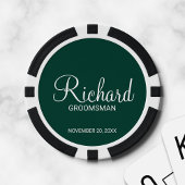 Emerald Modern Script Personalisiert Trauzeuge Pokerchips