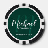 Emerald Modern Script Personalisierte Trauzeugen Pokerchips (Vorderseite)