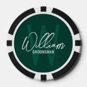 Emerald Modern Script Personalisierte Trauzeugen Pokerchips (Vorderseite)