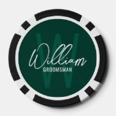 Emerald Modern Script Personalisierte Trauzeugen Pokerchips (Rückseite)