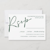 Emerald Modern Script WEDDING RSVP MEAL WAHL (Vorderseite)