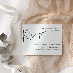 Emerald Modern Script WEDDING RSVP MEAL WAHL