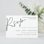 Emerald Modern Script WEDDING RSVP MEAL WAHL Karte (Stehend Vorderseite)