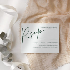 Emerald Modern Script WEDDING RSVP MEAL WAHL Karte