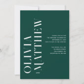 Emerald moderne minimalistische Hochzeit + QR Deta Einladung (Vorderseite)