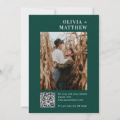 Emerald moderne minimalistische Hochzeit + QR Deta Einladung (Rückseite)