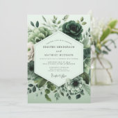 Emerald Monochromatic Bloom Wedding Einladung (Stehend Vorderseite)