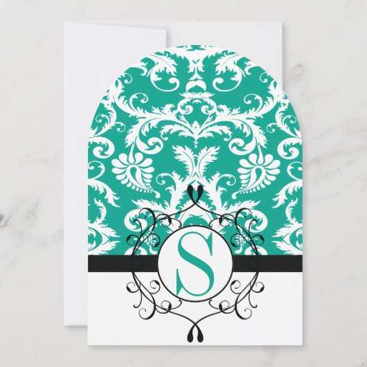 Emerald Monogram Wedding Invite oder irgendeine Fa Einladung (Rückseite)