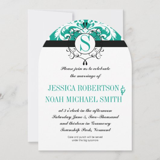 Emerald Monogram Wedding Invite oder irgendeine Fa Einladung (Vorderseite)