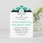 Emerald Monogram Wedding Invite oder irgendeine Fa Einladung (Stehend Vorderseite)