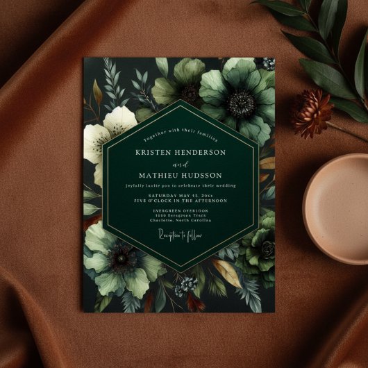Emerald Moody Bloom Hochzeit Einladung