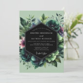 Emerald Moody Bloom Hochzeit Einladung (Stehend Vorderseite)