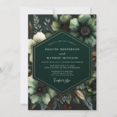 Emerald Moody Bloom Wedding Einladung (Vorderseite)