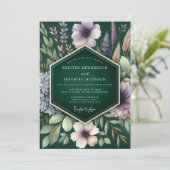 Emerald Moody Meadow Wedding Einladung (Stehend Vorderseite)