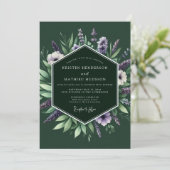 Emerald Moody Wildflower Wedding Einladung (Stehend Vorderseite)