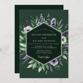 Emerald Moody Wildflower Wedding Einladung (Vorne/Hinten)