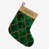 Emerald Moroccan Pattern – Luxury Style Großer Weihnachtsstrumpf (Vorderansicht (hängend))