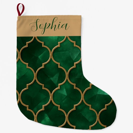 Emerald Moroccan Pattern – Luxury Style Großer Weihnachtsstrumpf (Vorderseite)