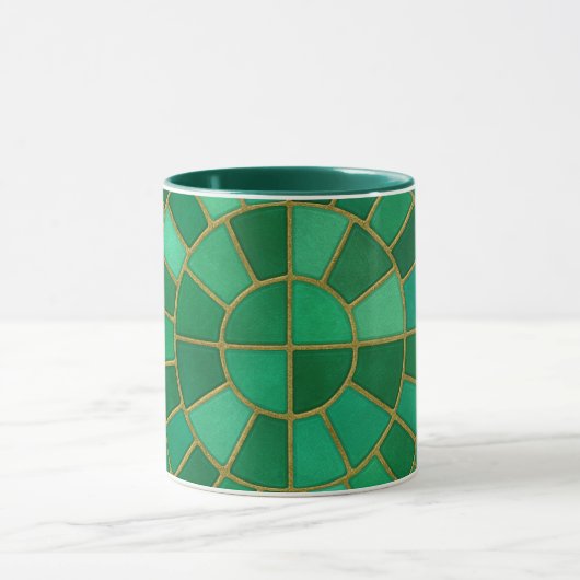 Emerald Mosaic Circle Pattern Art Tasse (Zentrum)