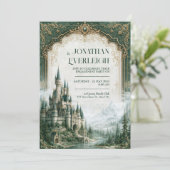 Emerald Mountain Castle Hochzeit Einladung (Stehend Vorderseite)