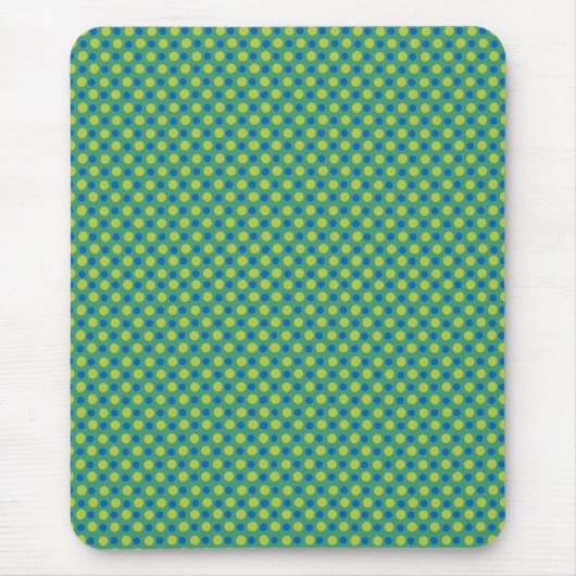 Emerald Mousepad, Blue and Green Polka Dots Mousepad (Vorne)