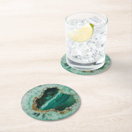 Emerald Nature Gem Muster Runder Pappuntersetzer (Vor Ort)
